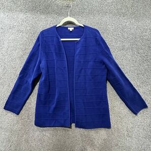 Talbots Cardigan‎ Sweater Women Medium Blue Open Front Cotton Long Sleeve